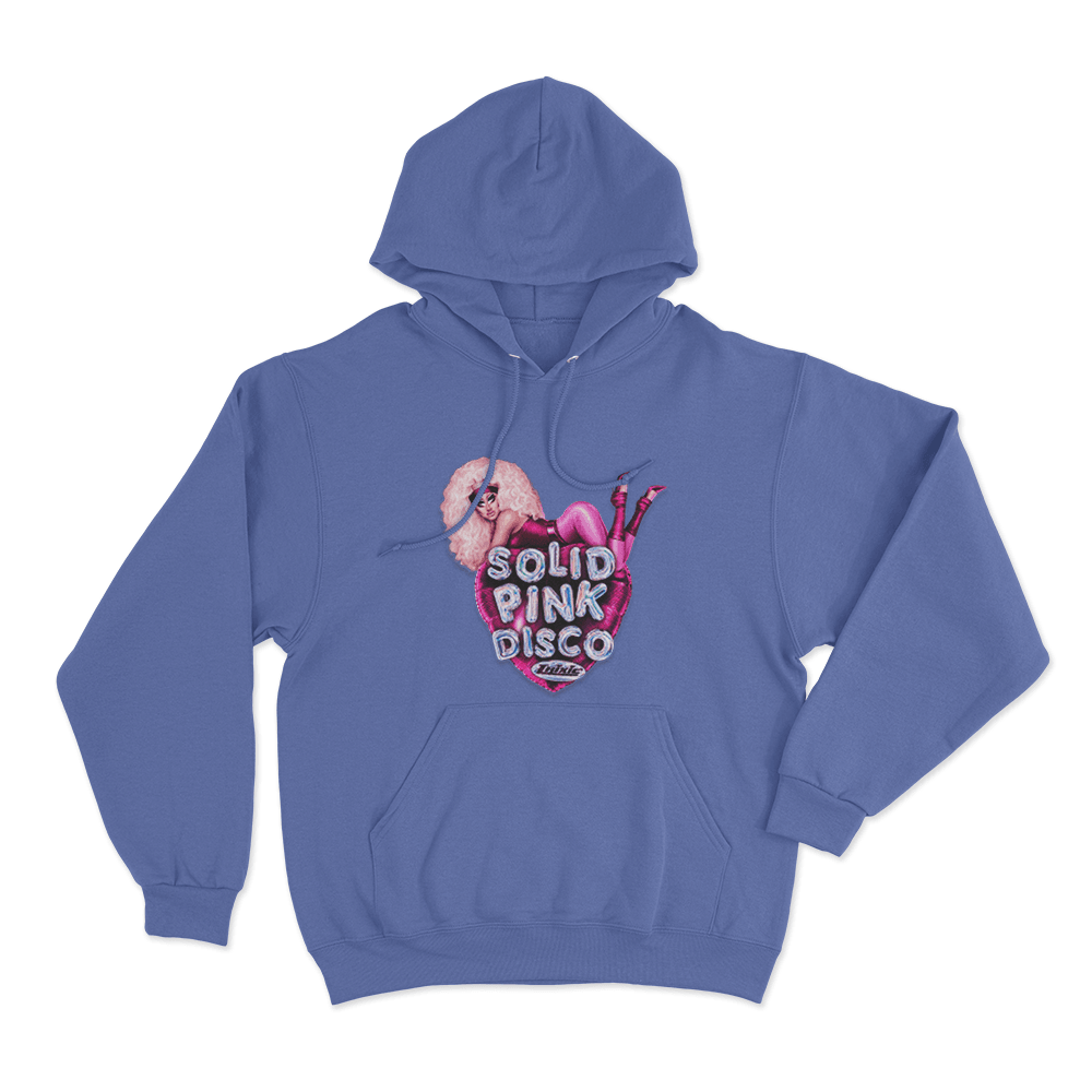 Solid Pink Disco Balloon Heart Unisex Hoodie Blue Solid Pink Disco Balloon Heart Unisex Hoodie Blue