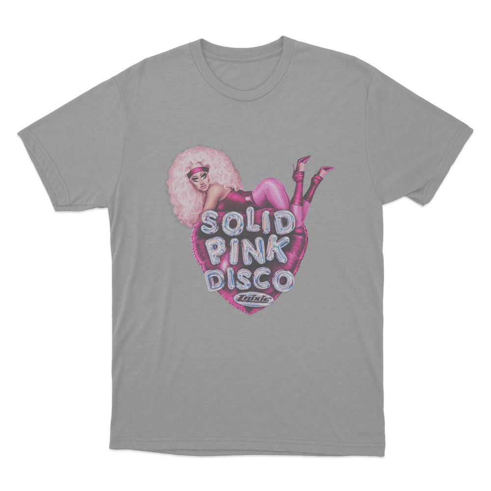 Solid Pink Disco Balloon Heart Unisex T Shirt Grey Solid Pink Disco Balloon Heart Unisex T Shirt Grey