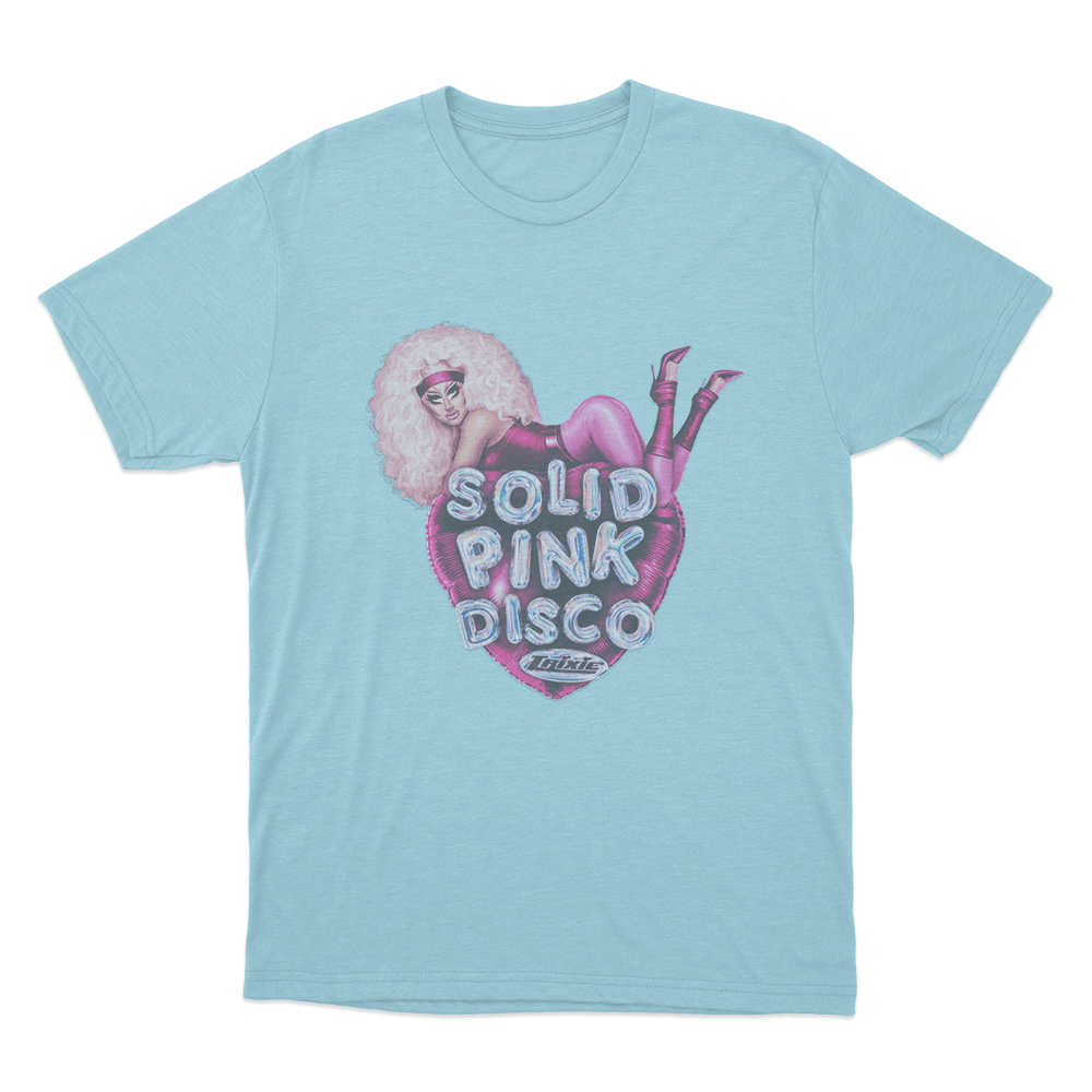 Solid Pink Disco Balloon Heart Unisex T Shirt Sky Blue Solid Pink Disco Balloon Heart Unisex T Shirt Sky Blue