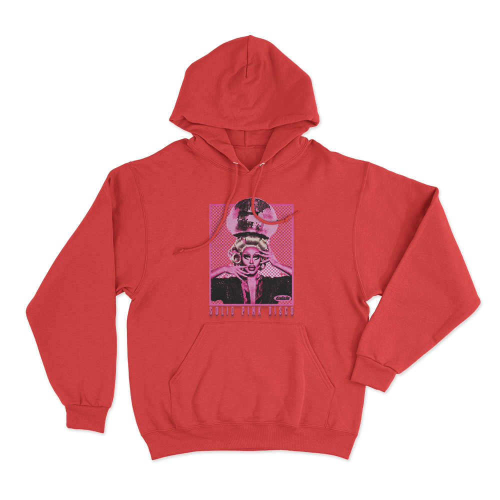 Solid Pink Disco Tour Unisex Hoodie Red Solid Pink Disco Tour Unisex Hoodie Red