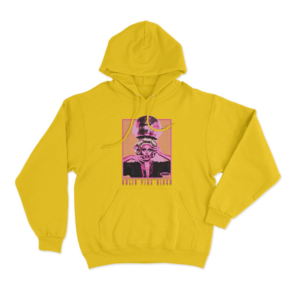 Solid Pink Disco Tour Unisex Hoodie Yellow Solid Pink Disco Tour Unisex Hoodie Yellow