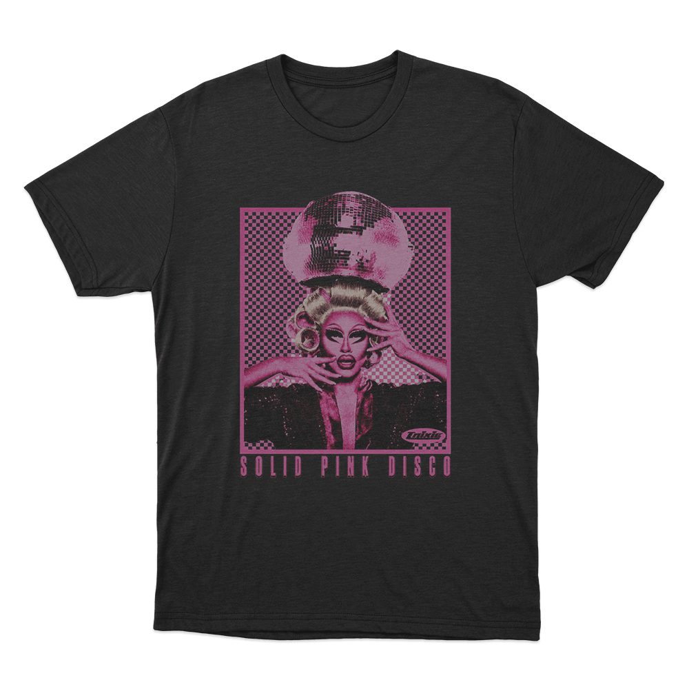 Solid Pink Disco Tour Unisex T Shirt Black Solid Pink Disco Tour Unisex T Shirt Black
