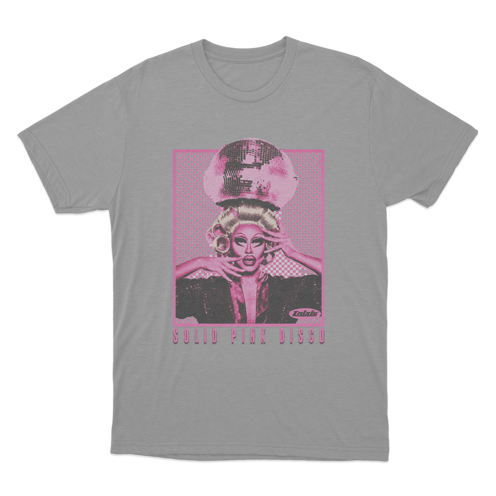 Solid Pink Disco Tour Unisex T Shirt Grey Solid Pink Disco Tour Unisex T Shirt Grey