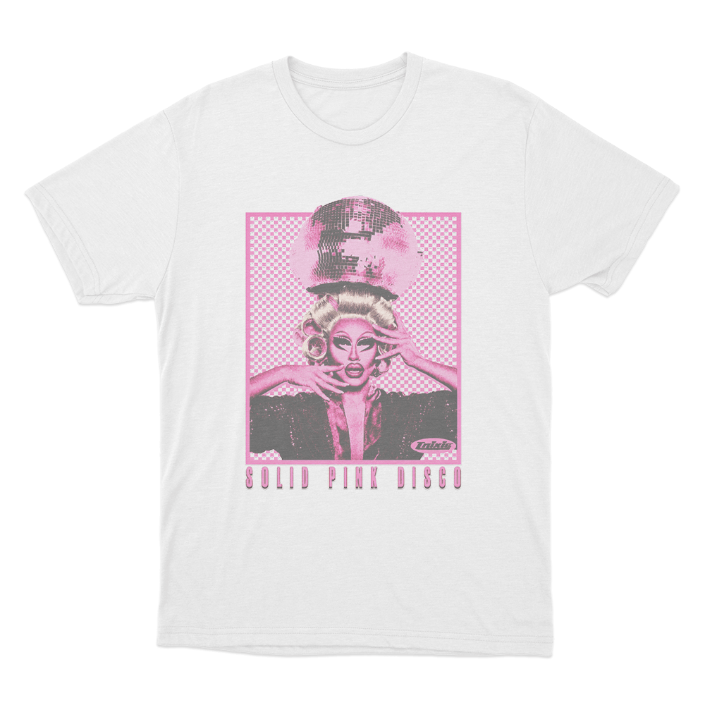 Solid Pink Disco Tour Unisex T Shirt White Solid Pink Disco Tour Unisex T Shirt White