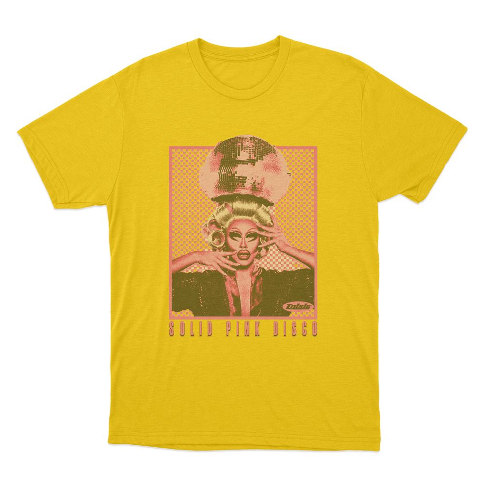 Solid Pink Disco Tour Unisex T Shirt Yellow Solid Pink Disco Tour Unisex T Shirt Yellow